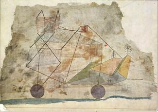 front of postcard with Paul Klee’s “Landscape Wagon No. 14", November 1968