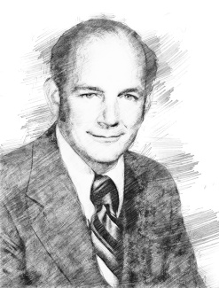 pencil sketch portrait of J. Bennett Johnston