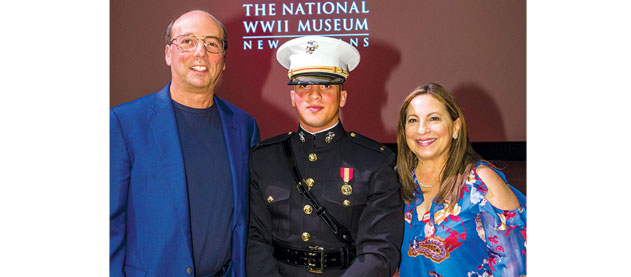 Tulane parents Stuart and Suzanne Grant, pictured with their son Sam in U.S. Marine Corps uniform