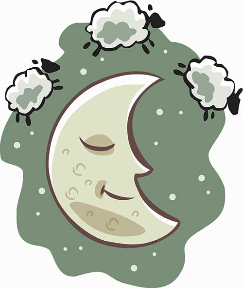 graphic of sheep circling the moon