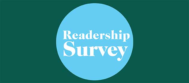 circle graphic with text that says Readership Survey