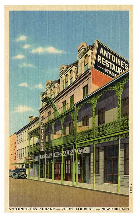 Postcard circa 1930 showing Antoine's restaurant in New Orleans