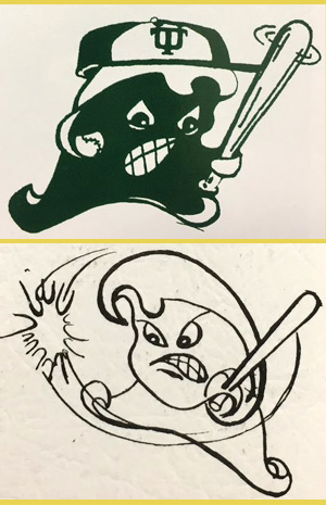 sketches of a fierce wave cartoon figure swinging a baseball bat