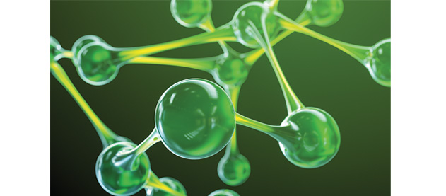 green polymer spheres connected to each other
