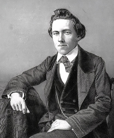 An etching of portrait of Paul Morphy.