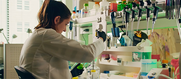 person sitting working in a lab