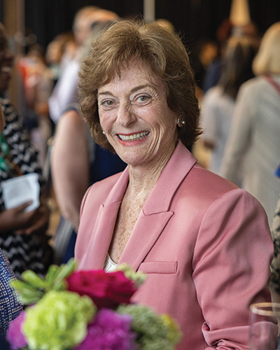 Weatherhead with flowers during the gift announcement