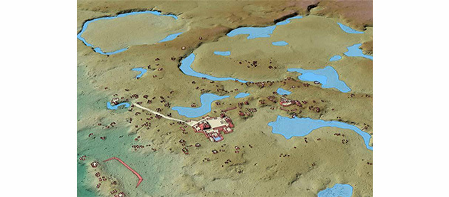 3D overview graphic of the Classic Maya site of La Corona