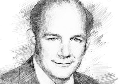 pencil sketch portrait of J. Bennett Johnston