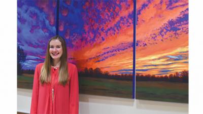 Catherine Freshley with painting