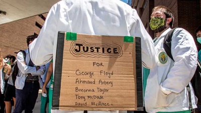 Medical students gather at a Black Lives Matter protest