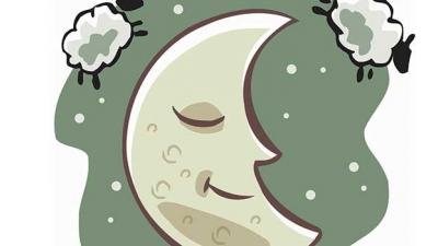 graphic of sheep circling the moon