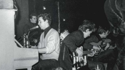 Circa 1960 photo of the Beatles with Stuart Sutcliffe