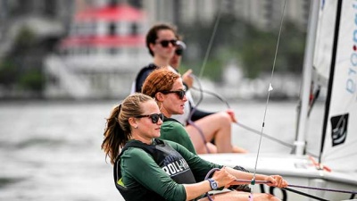 The Tulane Green Wave sailing team on Lake Ponchartrain