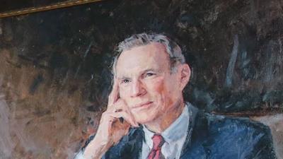 detail of a portrait of Dr. John Deming