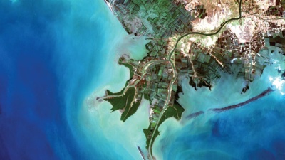 satellite image of Pemali delta in Indonesia