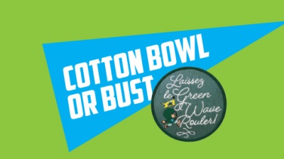 sticker that reads "cotton bowl or bust"