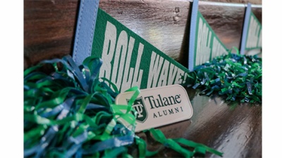 pennant banners decorate a mantle