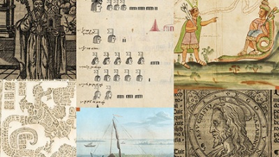 100_years_collage grid of images from manuscripts and paintings from a Latin American library