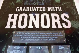 ‘Graduated with Honors’ Wall in the James W. Wilson Intercollegiate Athletics Center