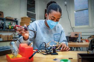 Biomedical engineering student Hillary Smith works in Scot Ackerman MakerSpace