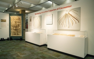 view of gallery displays on view at the Latin American Library