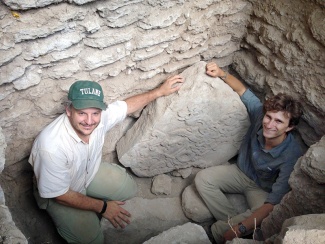 Marcello Canuto and Luke Auld-Thomas in an excavation site