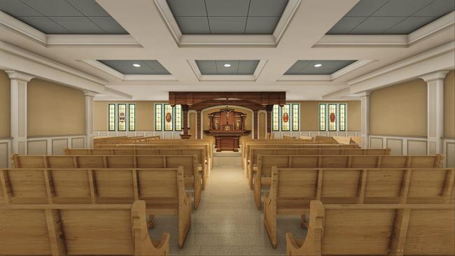 A rendering of the completed chapel