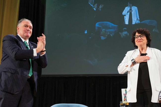 President Mike Fitts and Chief Justice Sonia Sotomayor