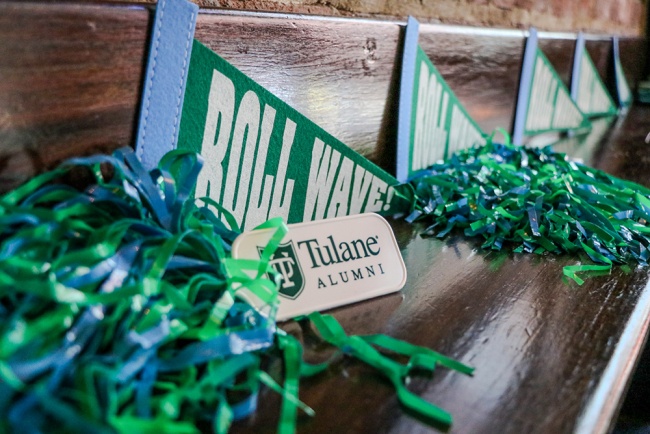 pennant banners decorate a mantle